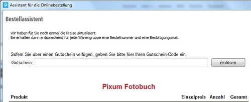 Gutscheineingabe Pixum Fotobuch